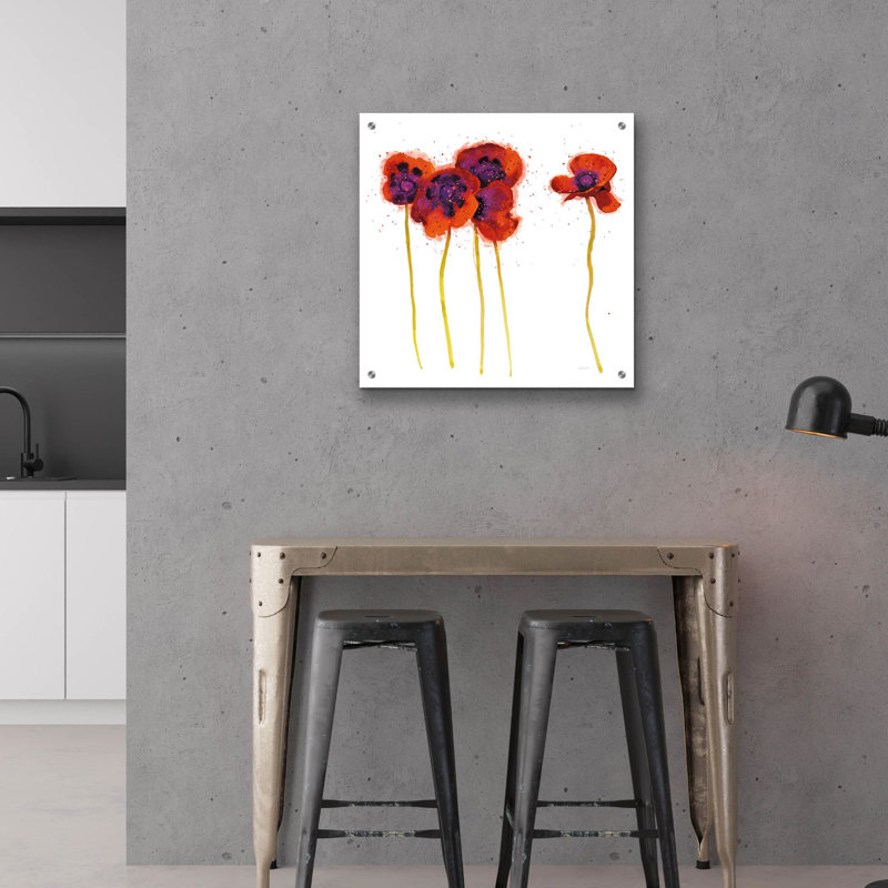 Art mural en verre Winston Porter «Splash Garden 2 On White» par Shirley Novak, H 24 po x l 24 po x P 0,2 po