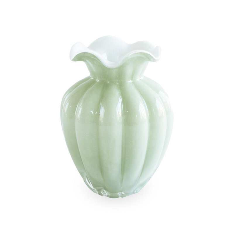 Vase moyen en verre à pétales, Pistache