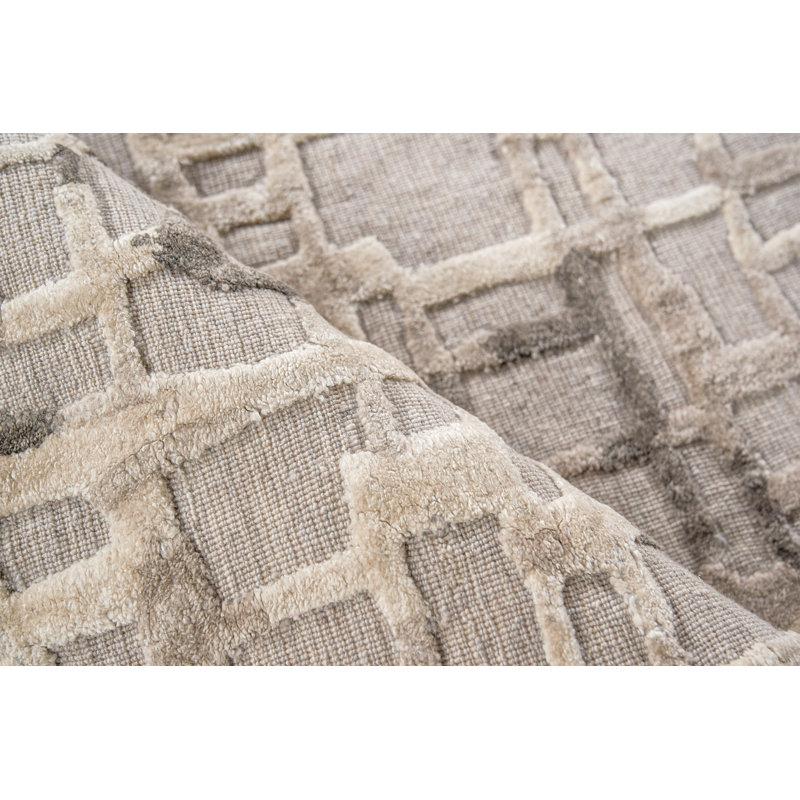 Vista Geometric Hand-Loomed Mocha Beige Area Rug, Rectangle 6' x 9'