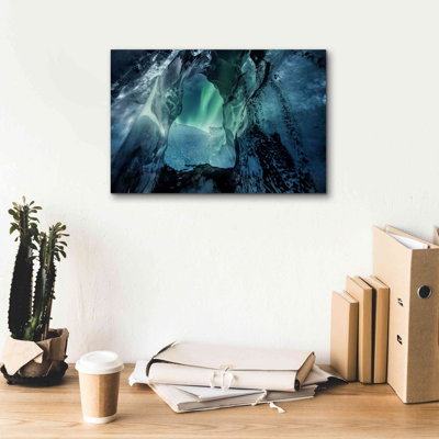 'Northern Lights Aurora Borealis Over Glacier Ice 3' by Epic Portfolio, Giclee Canvas Wall Art