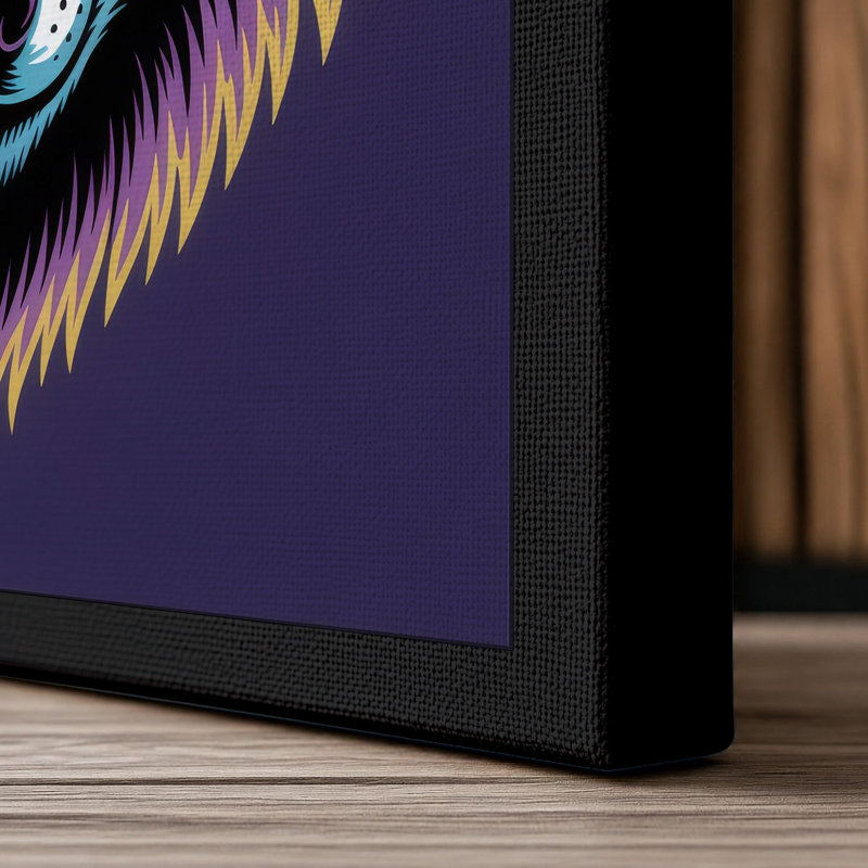 Neon Wolf Modern - Wrapped Canvas, 18x12 - 45.7 x 30.5 cm, Black Border