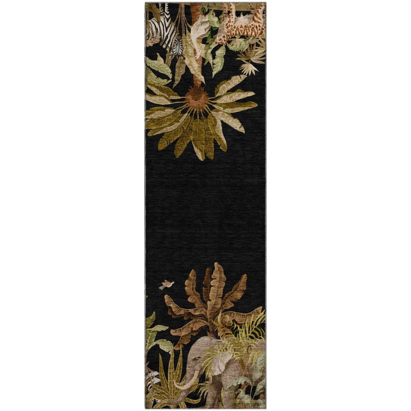 Premium Machine Washable Cerrito AMF203 Midnight Rug, Runner 2'3" x 7'6"