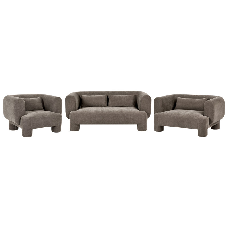 HOGBO 3 - Piece Living Room Set, Brown, Brown