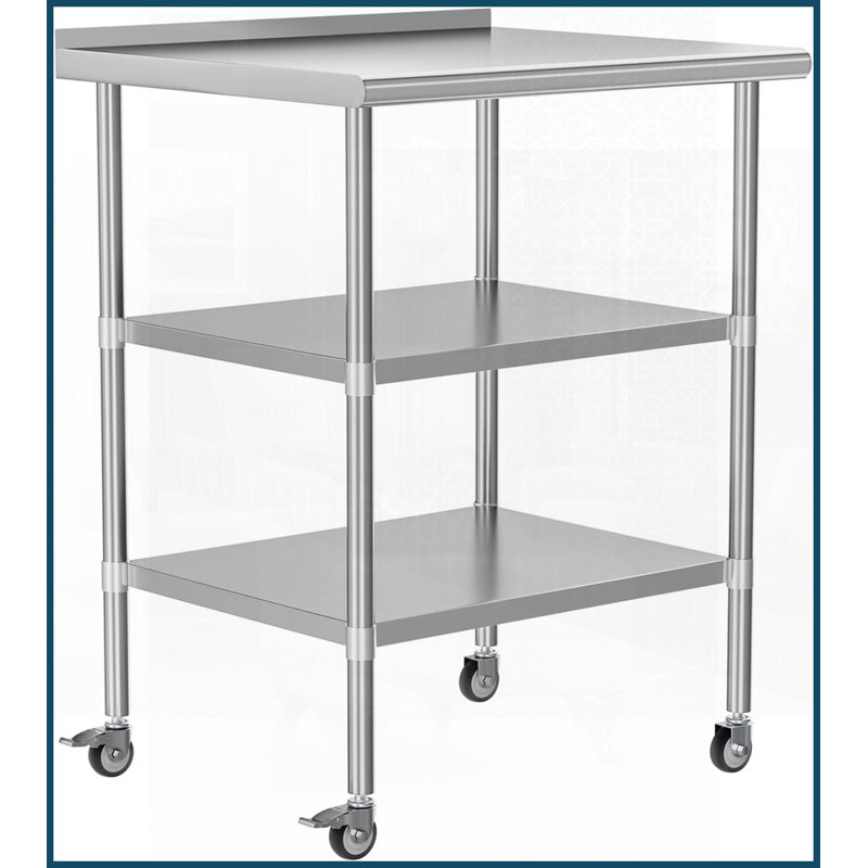 Table basse en acier inoxydable 24 po x 30 po, tablette galvanisée, facile à nettoyer et amp; Résistant à la corrosion pour la cuisine / le salon
