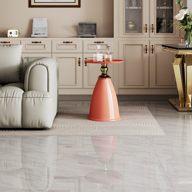 Table de bout en fer Luxury Design, table d'appoint ronde minimaliste pour petits espaces, Rouge