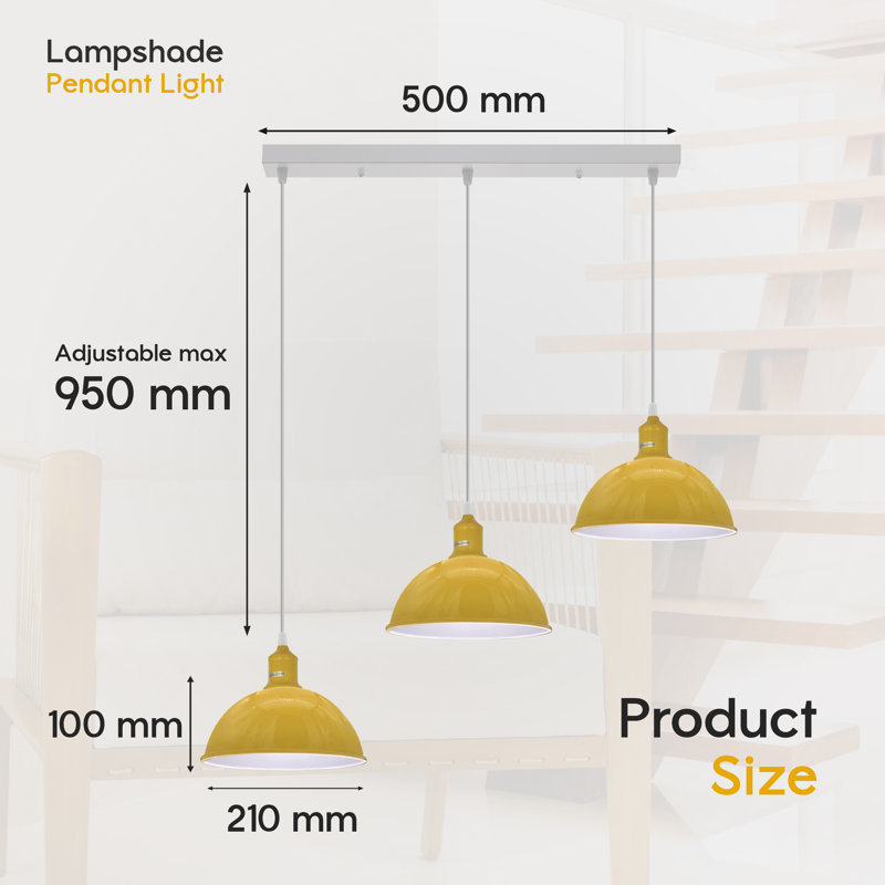 Labeeba 3 - Light Kitchen Island Pendant, Yellow