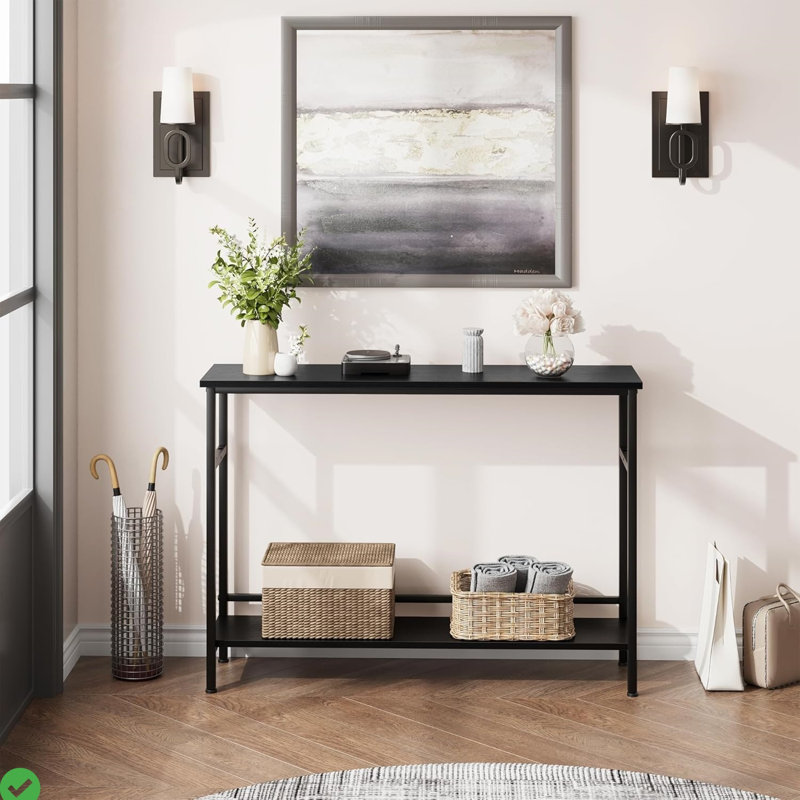Console de rangement d'entrée avec tablette réglable - 39,3 po - noir, Noir