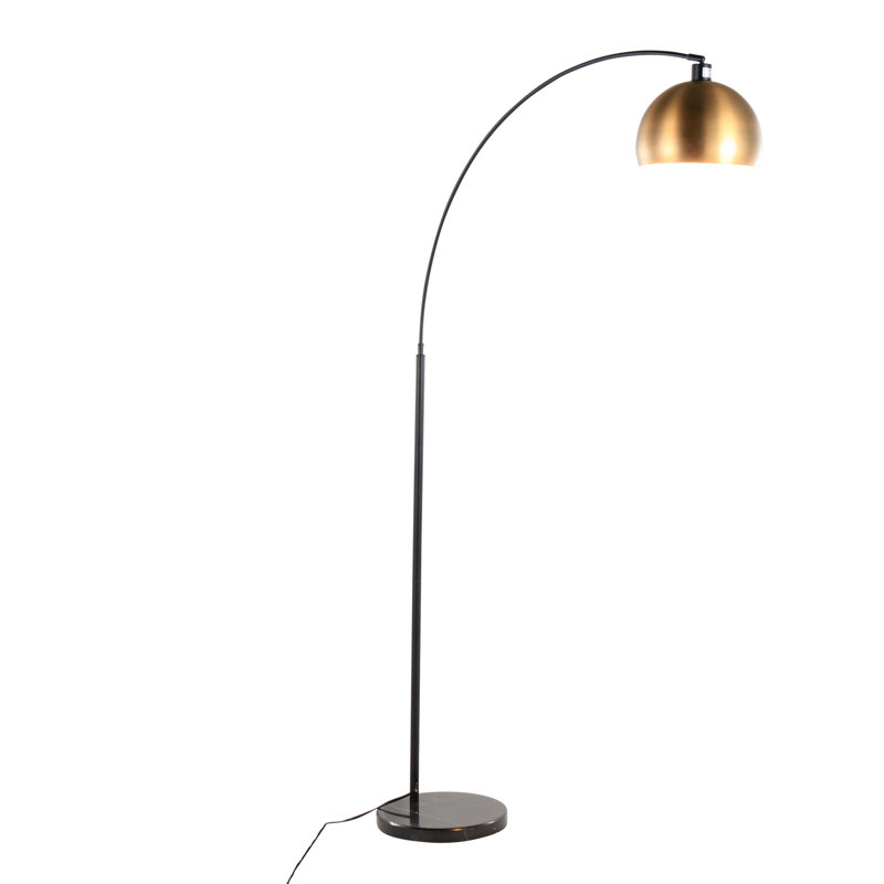 March Contemporary Floor Lamp, Black Marble/Black