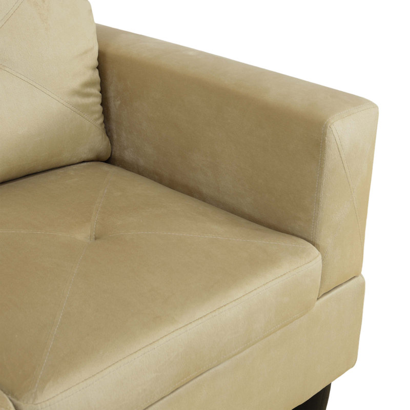Halid Wide Sofa & Chaise with Ottoman, Left Hand Facing, Beige Fabric