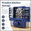 Grand garde-manger autoportant avec 8 tablettes de porte, 3 tablettes réglables, 7 tiroirs et 8 supports à vin, fabrication en bois de pin durable-134537199