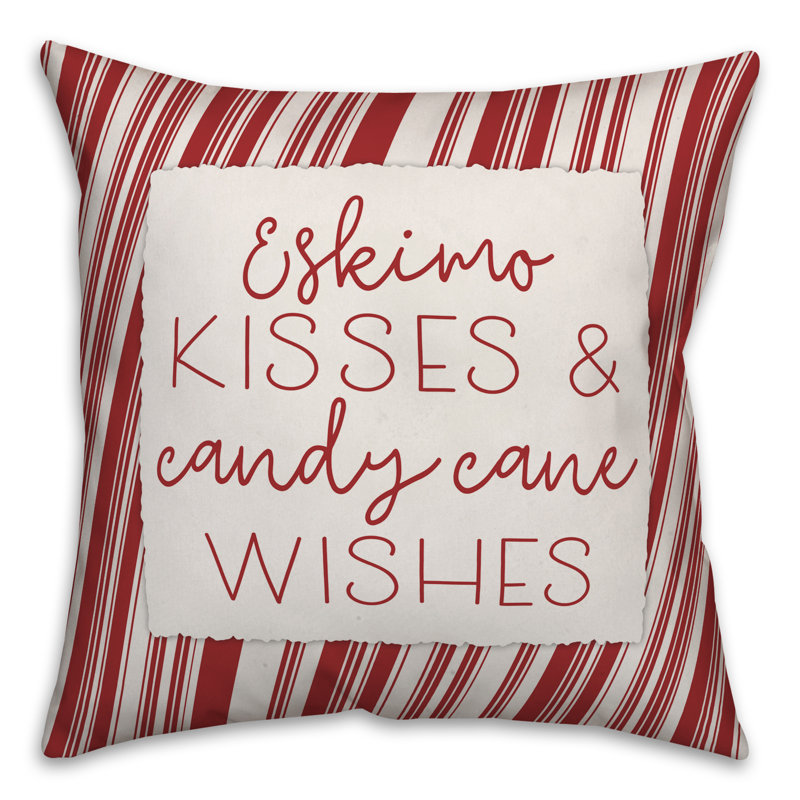  Coussin Eskimo Kisses and Candy Cane Wishes, 16 po x 1 po, Housse de coussin seulement - sans coussin