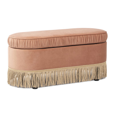 Serena 38" Oval Storage Bench Ottoman, Olive Green Performance Velvet
