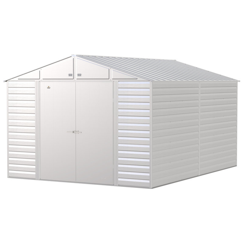 10 ft. x 14 ft. Flute Grey Galvanized Steel Storage Shed