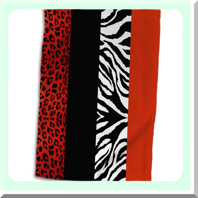 WildFusion 3D Animal Print Towel - White Leopard & Zebra Design, 15x22