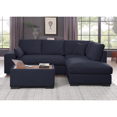Canapé modulaire en tissu tissé gris foncé Joshua