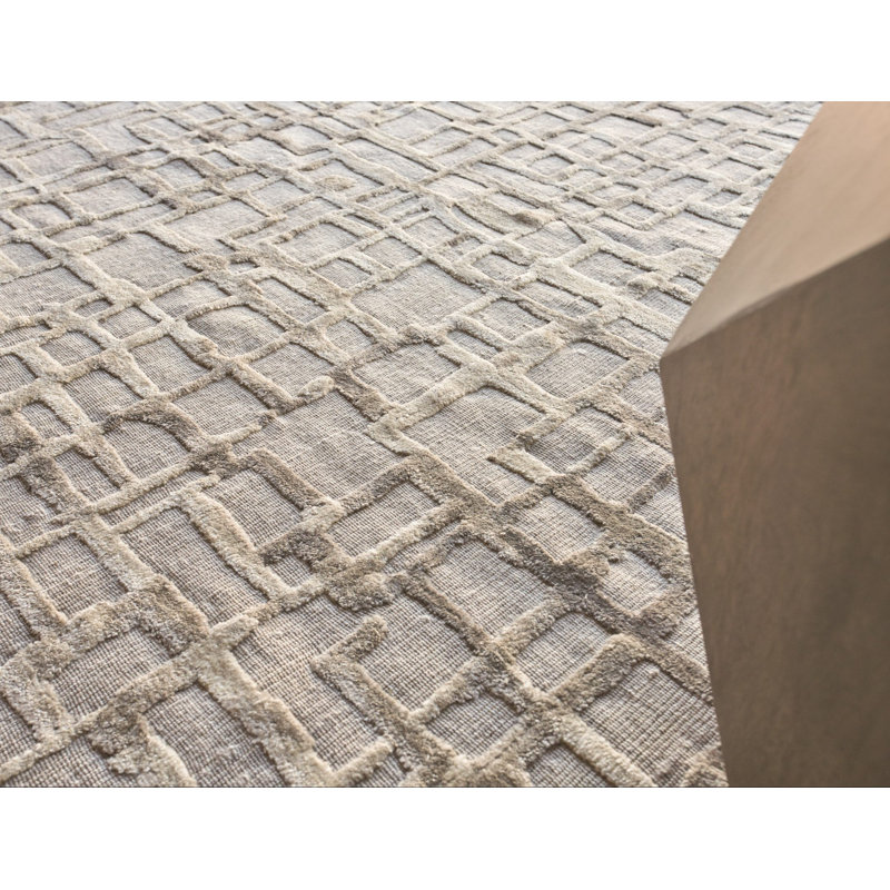 Vista Geometric Hand-Loomed Mocha Beige Area Rug, Rectangle 6' x 9'