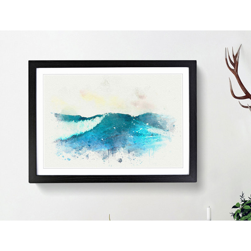 Rolling Ocean Waves in Abstract - Picture Frame Graphic Art Print, 50cm H x 76cm W x 2cm D, Black