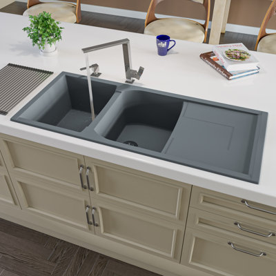 45.69'' L Double Bowl Granite Kitchen Sink
