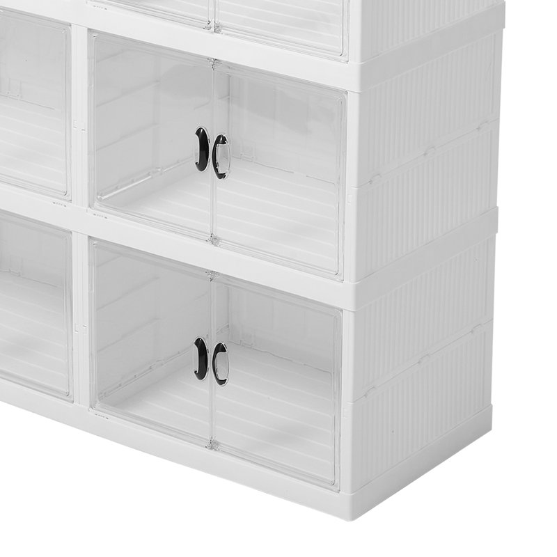 4-Tier Foldable Storage Cabinet Shoes Organizer with Doors