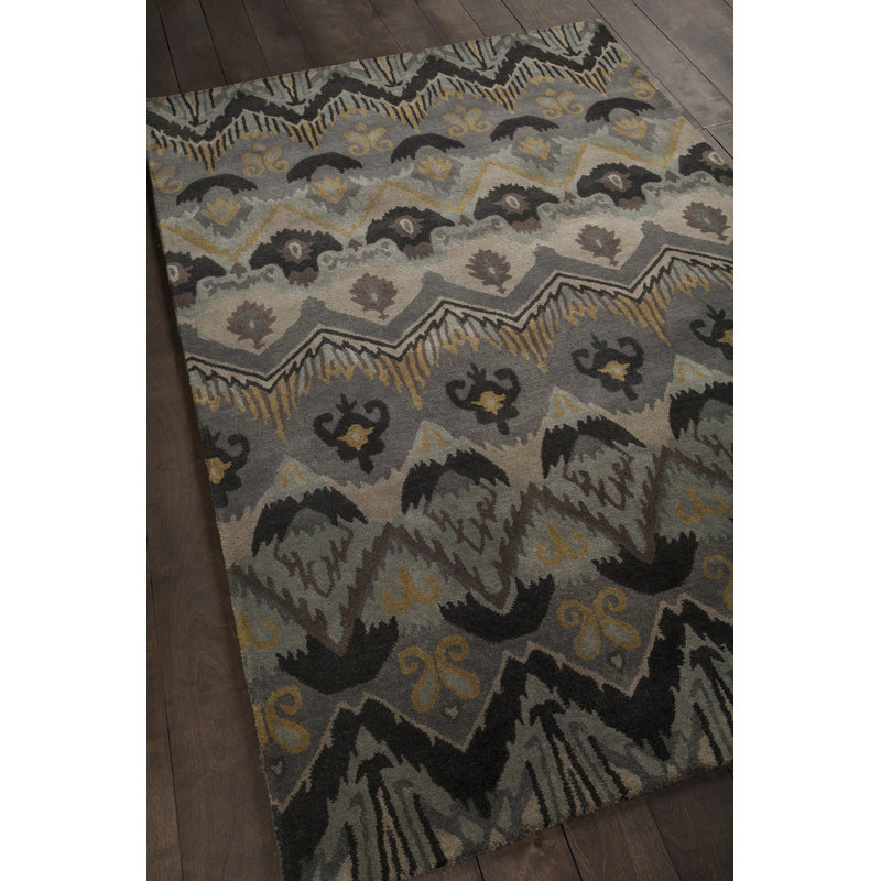 Tapis moderne / contemporain touffeté à la main gris / taupe / or Rupec, Rectangle 5 pi x 7 pi 6 po