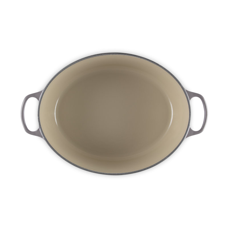 Le Creuset Enameled Cast Iron Oval Dutch Oven with Lid, 15.5 quarts, Oyster/Silver