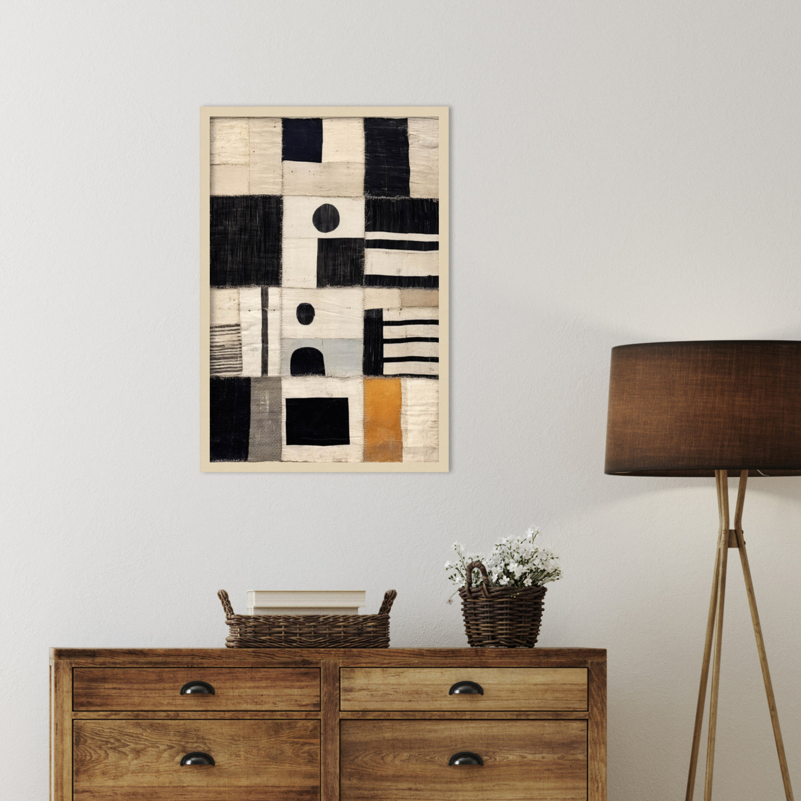 Sewn Fabric by Treechild  Wood Framed Wall Art Print, Brown, 33" H x 23" W