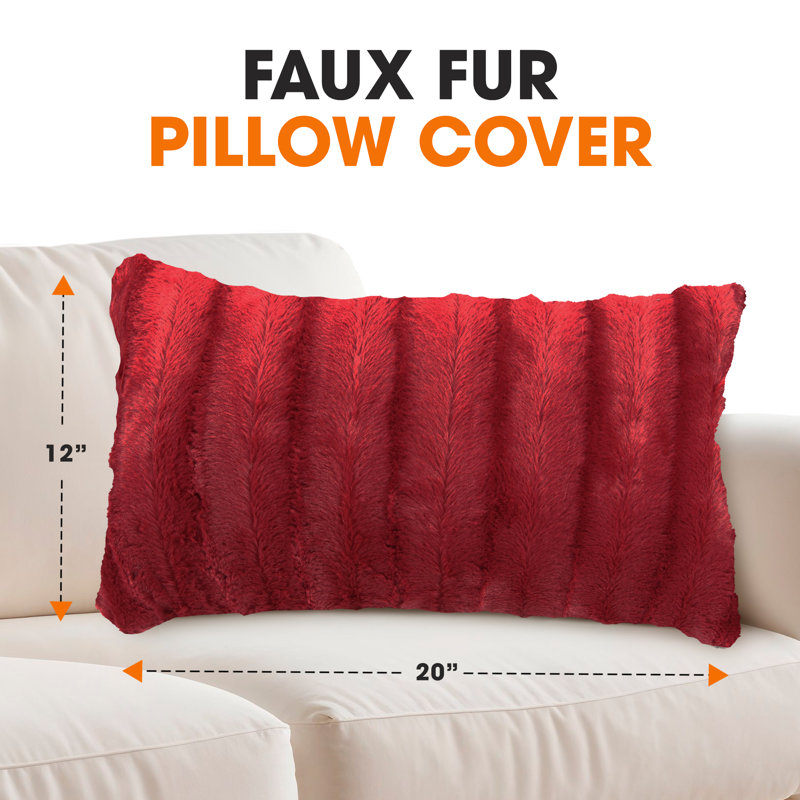 Tsuguko Faux Fur Pillow Cover, Maroon