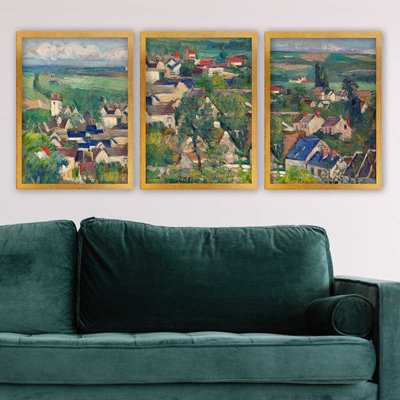 Superbe ensemble de peintures décoratives encadrées (3 pièces) de 21,7 po x 29,5 po chacune | Cadre 100% bois avec polystyrène de 0,8 pouce | Impression numérique UV | Parfait pour la décoration murale de salon, de bureau et de galerie