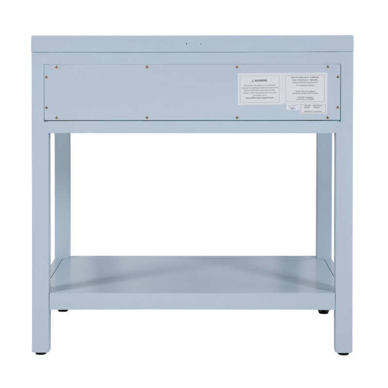 Nora 30 in. W Wood 1 Drawer Wide Nightstand with Shelf, Light Blue