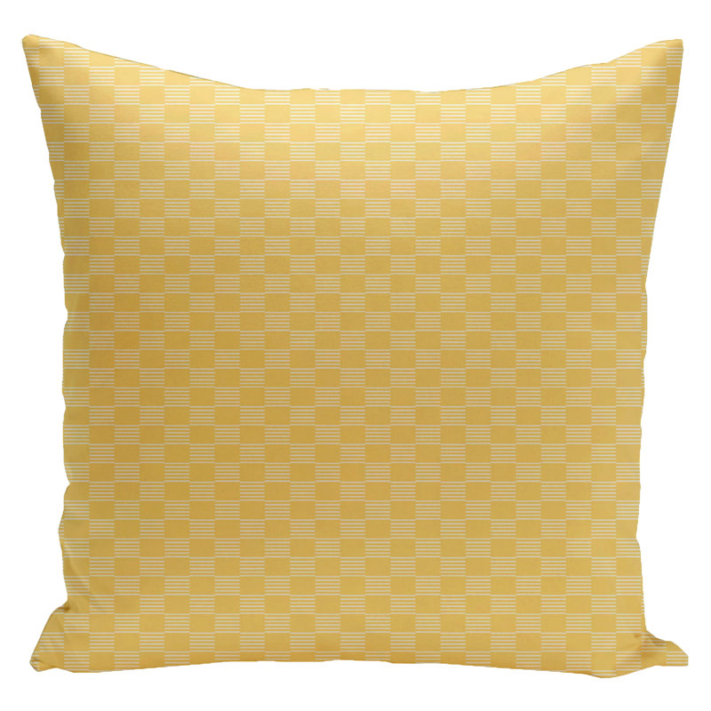 Geometric Gingham Reversible Throw Pillow, 20" x 20", Lemon