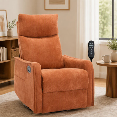 Manual Recliner Chair with Heat and Massage, 360° Swivel Rocker Fabric Lounge Chair for Living Room