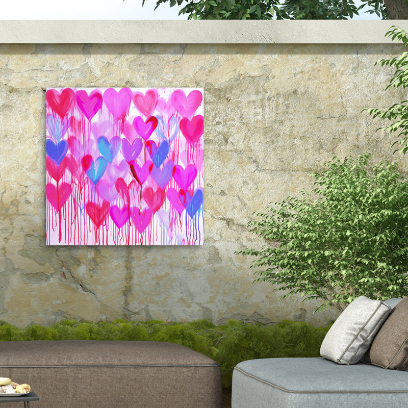 Toile d'extérieur Jess Stempel Heart Drips 1, H 35 po x l 35 po