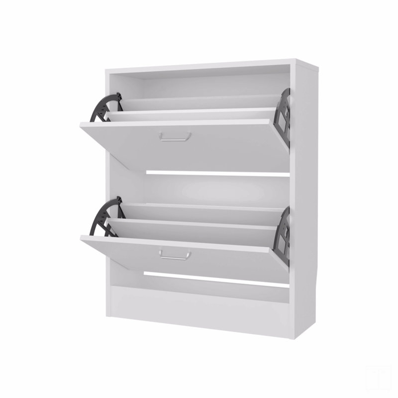 Range-chaussures avec 2 portes basculantes, Blanc