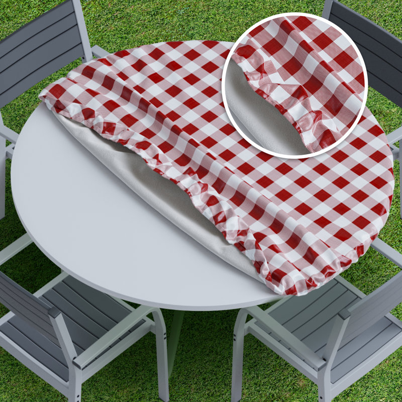 Housse pour nappe Gracie Oaks, Rond 44 po, Bourgogne