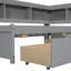 Lit simple en forme de L avec bibliothèques avec prises de courant, ports de chargement USB, deux tiroirs-388111913