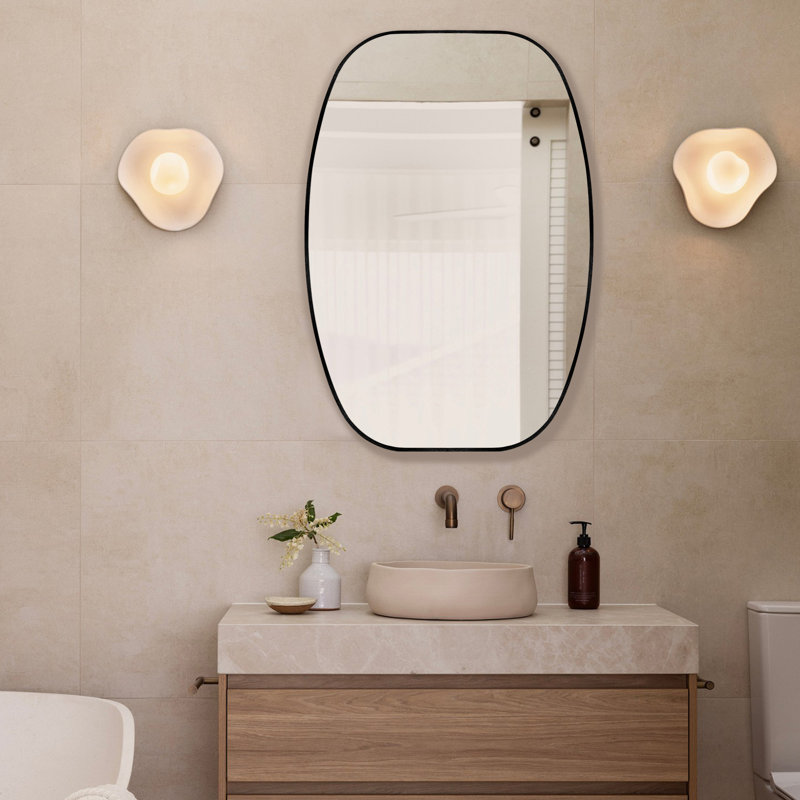 Miroir de salle de bain ovale, H 30 po x l 20 po, Noir