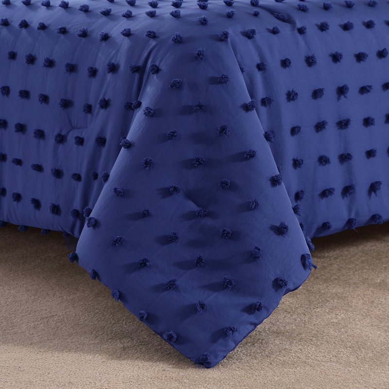 Ring Stitch Comforter, King Comforter + 2 King Shams, Navy