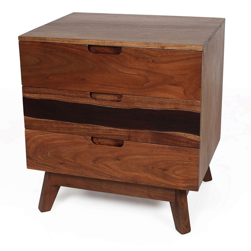 Table de chevet en bois: commode rustique avec éclat Live-Edge, table de chevet 21,5 x 16,5 x 23