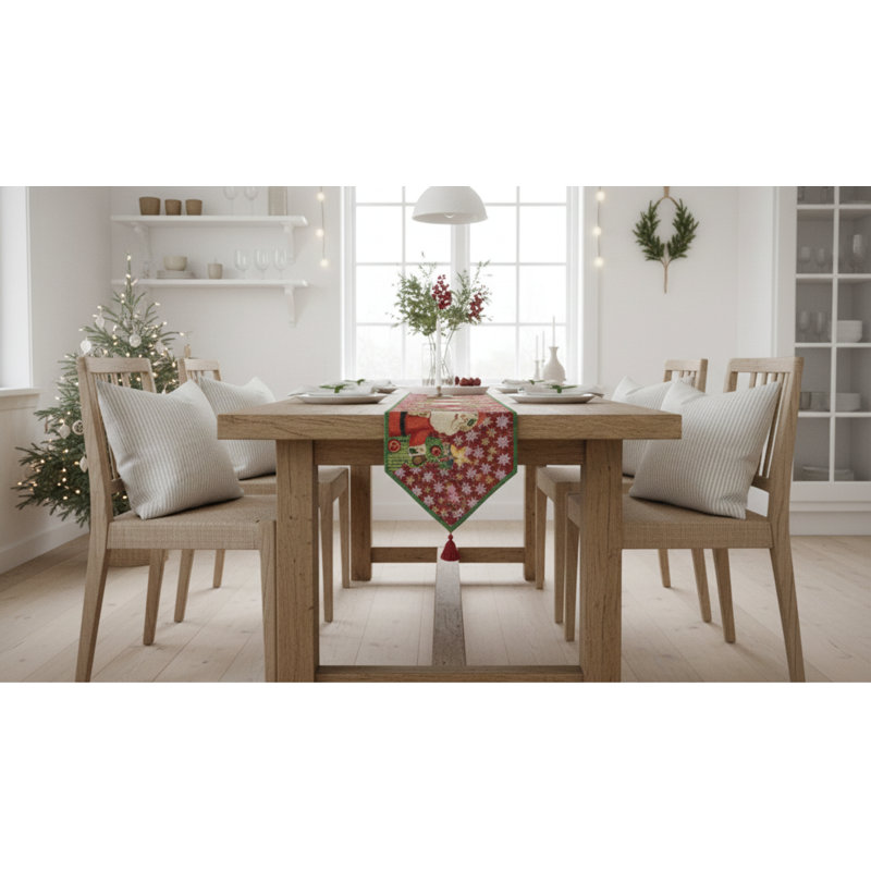 Chemin de table géométrique de Noël Siefert, H 72 po x l 13 po