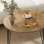 Ensemble de 2 tables basses gigognes rondes de 27,56 po, ensemble de tables de bout gigognes circulaires, plateau de table rond en bois et base en métal robuste pour le salon, la chambre à coucher, brun