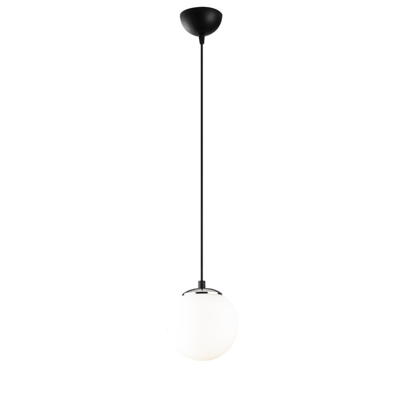 Modern Industrial Chandelier, Adjustable Height, Black & White, 43.3 x 5.9 inches | Iron Body with Glass Cap, E27 Socket (Max 40W) | Scandinavian Design for Home & Office Lighting, Stylish & Functional Decor