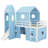 Twin Size Loft Bed With Slide Tent And Tower-952452403