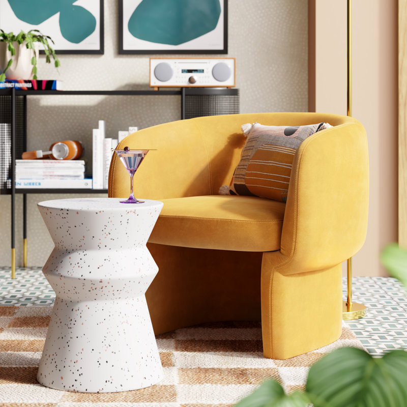 Fauteuil demi-tonneau Cambry, Moutarde