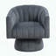 Fauteuil demi-tonneau pivotant en velours gris foncé-965578157