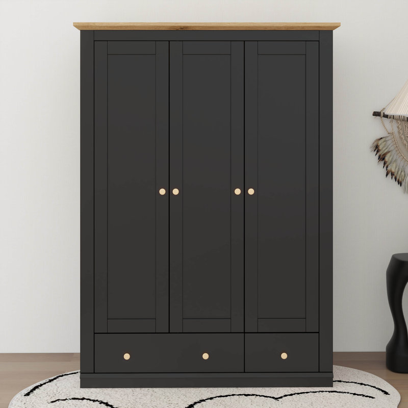 Garde-robe 3 portes avec 3 portes et 2 tiroirs