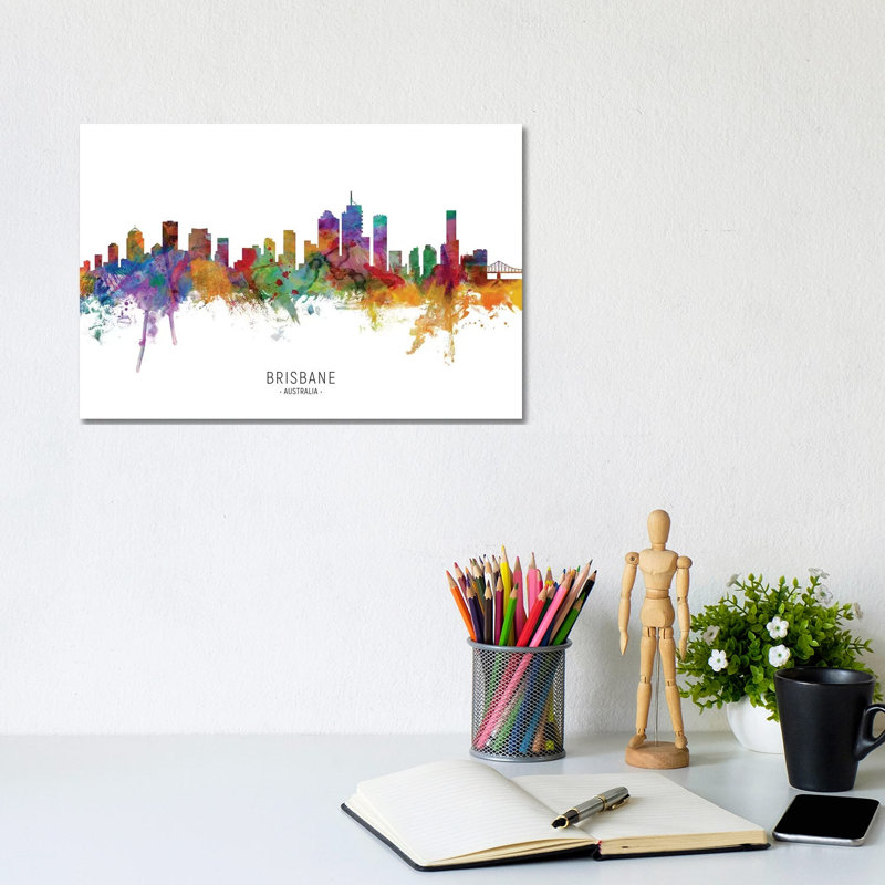 Brisbane Australia Skyline by Michael Tompsett - Wrapped Canvas Print, 20.32 cm H x 30.48 cm W