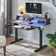 48"Home Office Height Adjustable Standing Desk,Computer Desk With Keyboard Tray, Power Outlets, Led Lights & Monitor Shelf,Usb Ports And Hooks