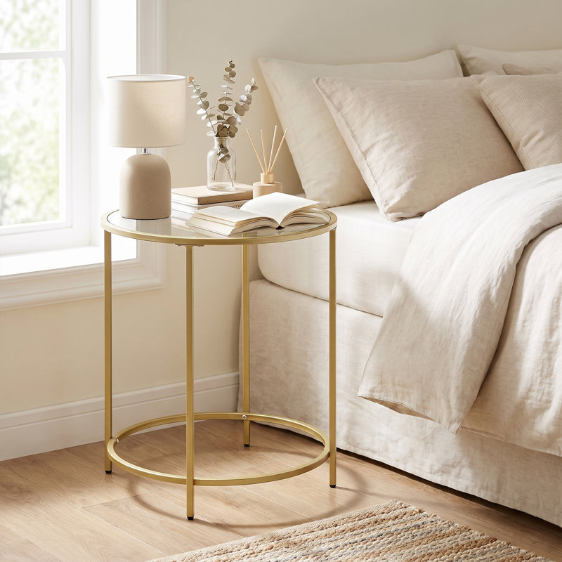 Doynton Glass End Table, Gold