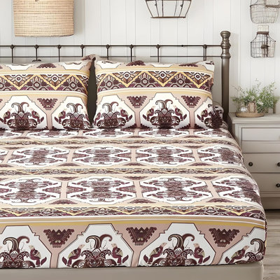 Oriental Kilim Microfiber Geometric Fitted Sheet