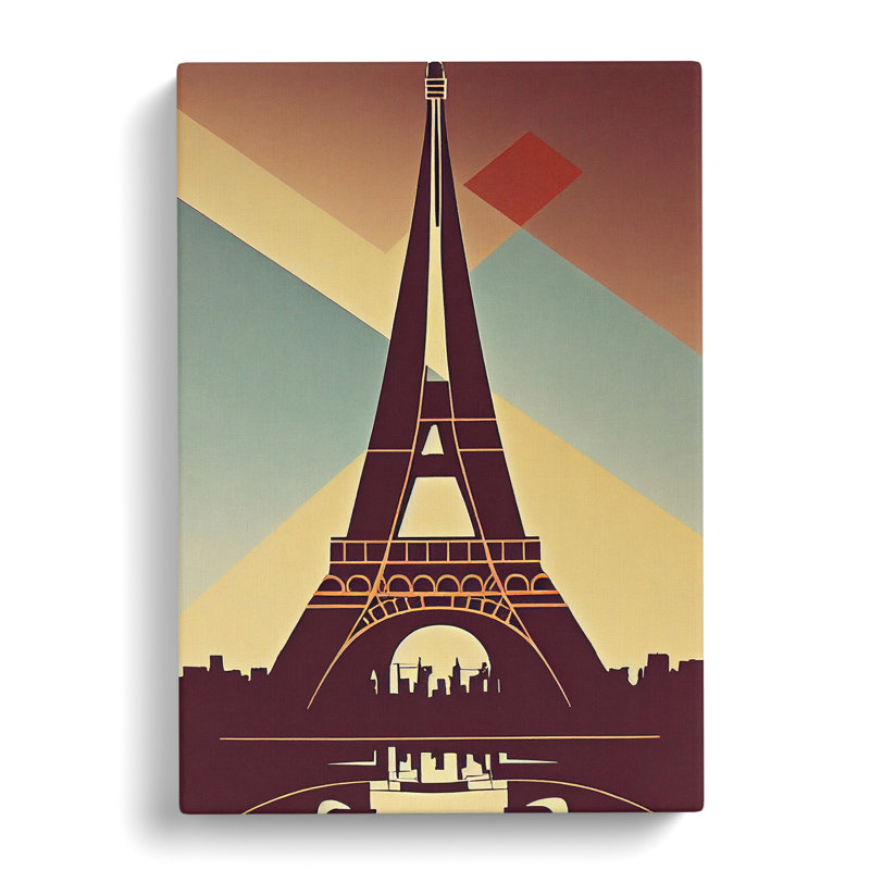 Eiffel Tower Art Deco No.2 - Wrapped Canvas Print, 76cm H x 50cm W x 3cm D, Wrapped Canvas